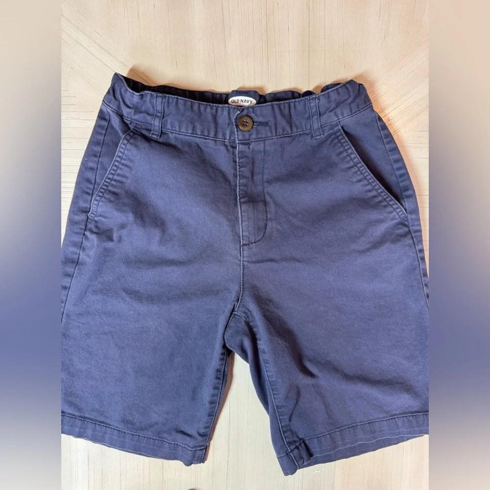 Old Navy Boys Twill Shorts Navy Blue Adjustable Waist Flex - Size 14